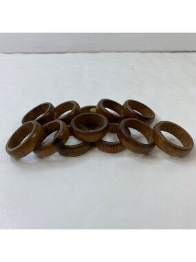 Set 12 Handcrafted 1" Diameter Wooden Napkin Rings Rustic Charm Serve Ware